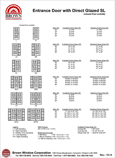 Window Call Size Chart