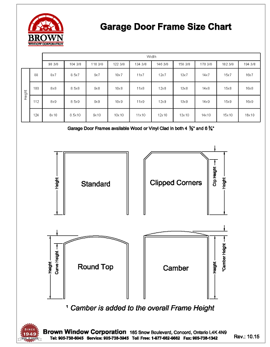 Garden Door Window Size Chart From Brown Window Corporation